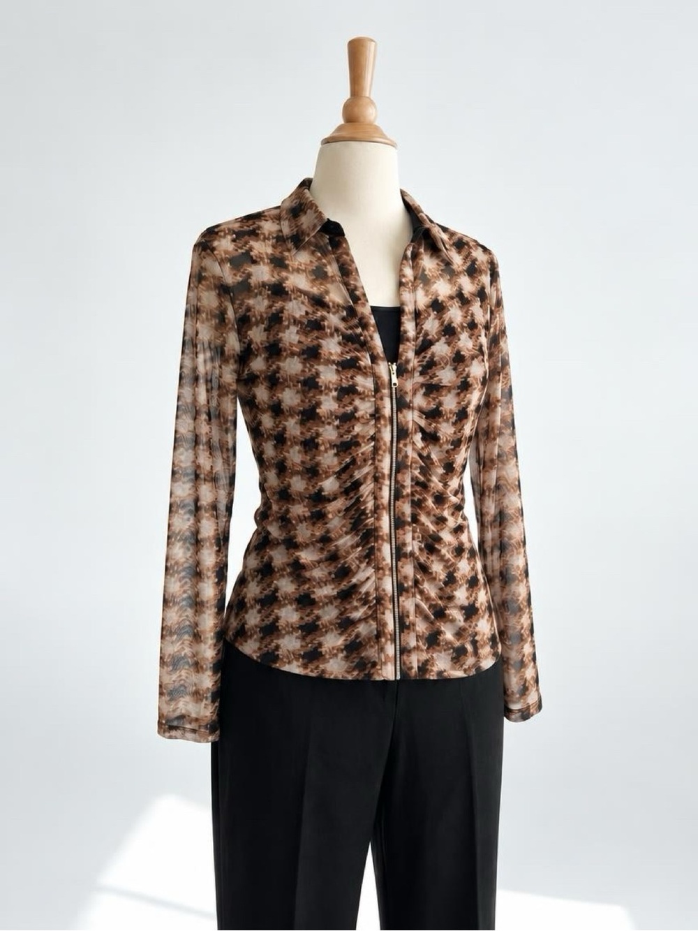Melanie Lyne Sheer Zip Blouse